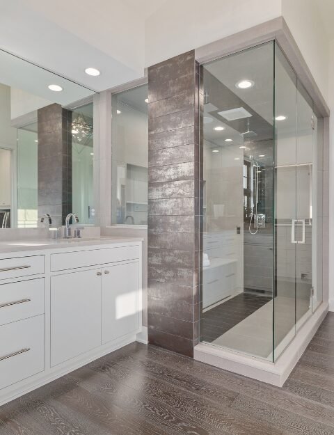 Spacious master bathroom in Mint Hill, NC with amazing shower and tile flooring.